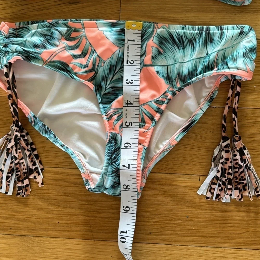 Seafolly Tropical Floral Leopard Print Two Piece Bikini Girls 12
